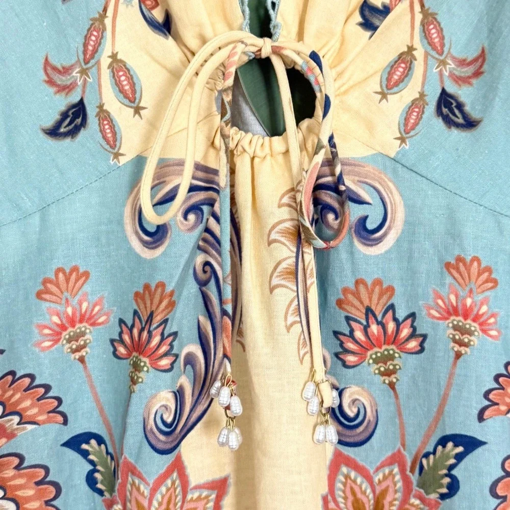 NWT Farm Rio Butter Yellow Boho Beauty Maxi Dress S NWT - Picture 9 of 13